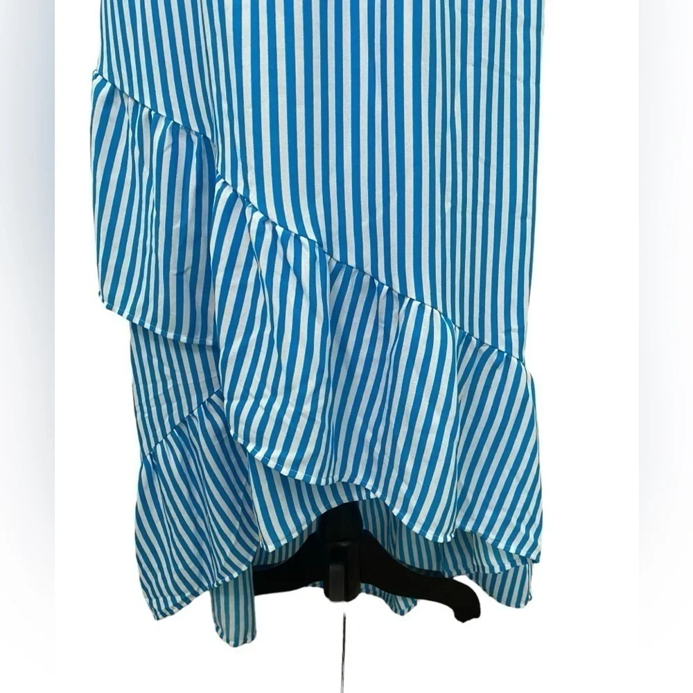 Tommy Bahama Blue White Striped Palm Party Off-the-shoulder Midi Dress Size XL - Picture 4 of 13